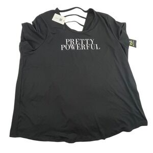 C9 Champion Pretty Powerful Tee 2X Ebony New Strappy Back Active Top